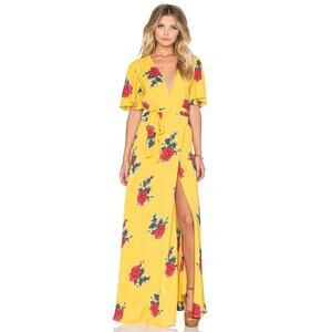 Privacy Please Kimono Floral Dress in Canary Size Medium Flawed